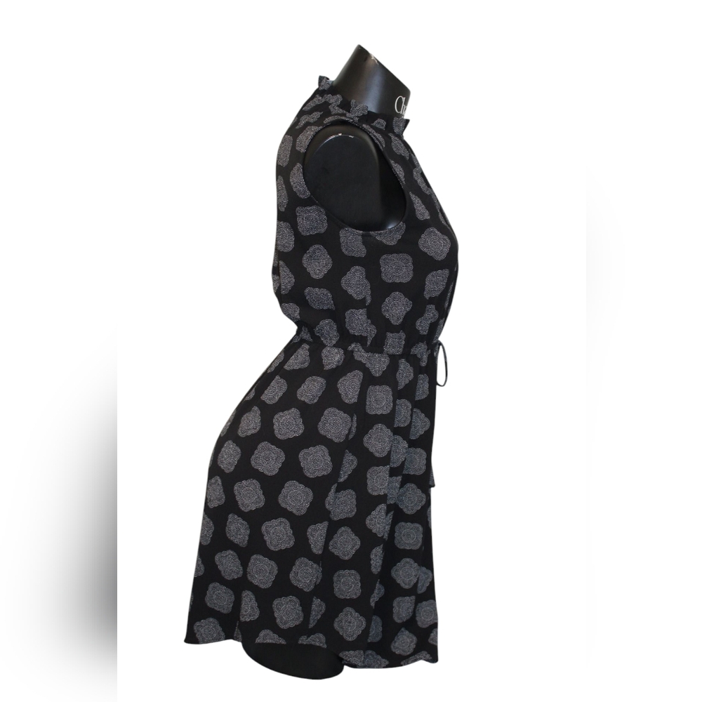 Black and Gray Sleeveless Mock Neck Mini Dress